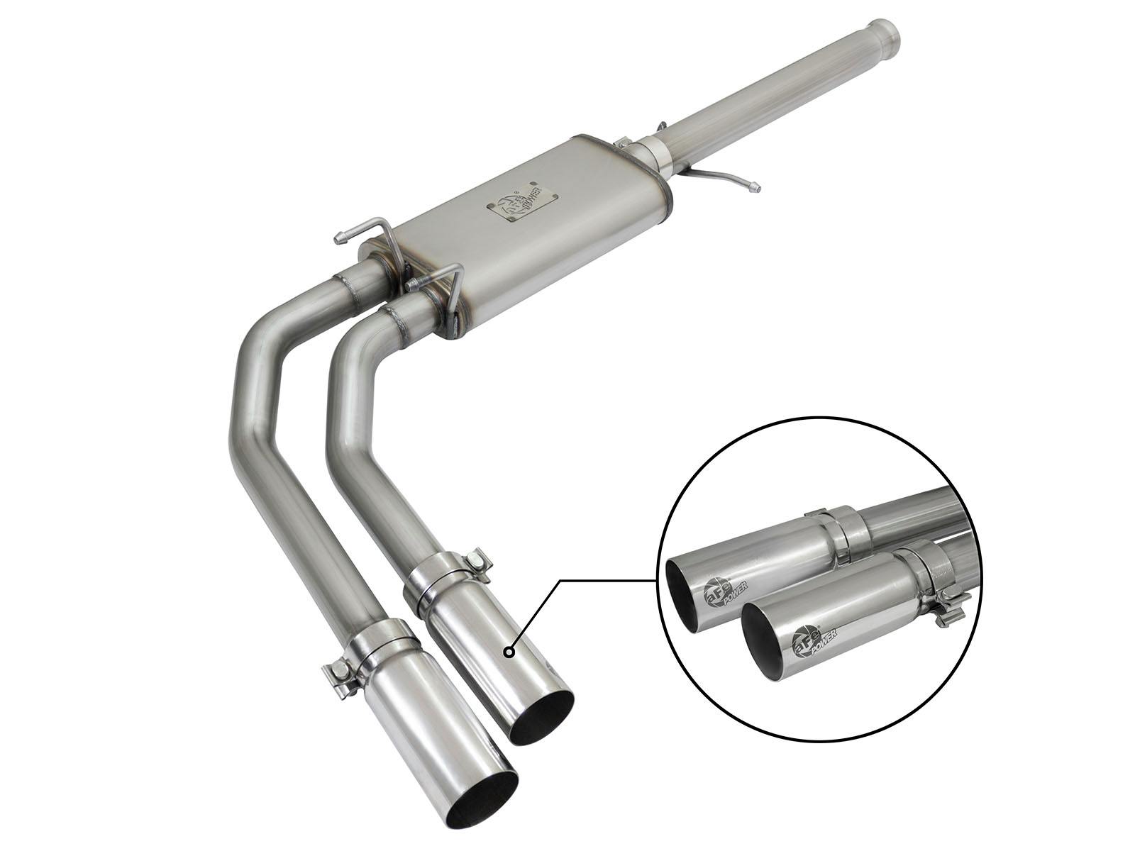 AFE 49-44062-P Rebel Series 3 IN to 2-1/2 IN 409 Stainless Steel Cat-Back Exhaust w/ Polish T