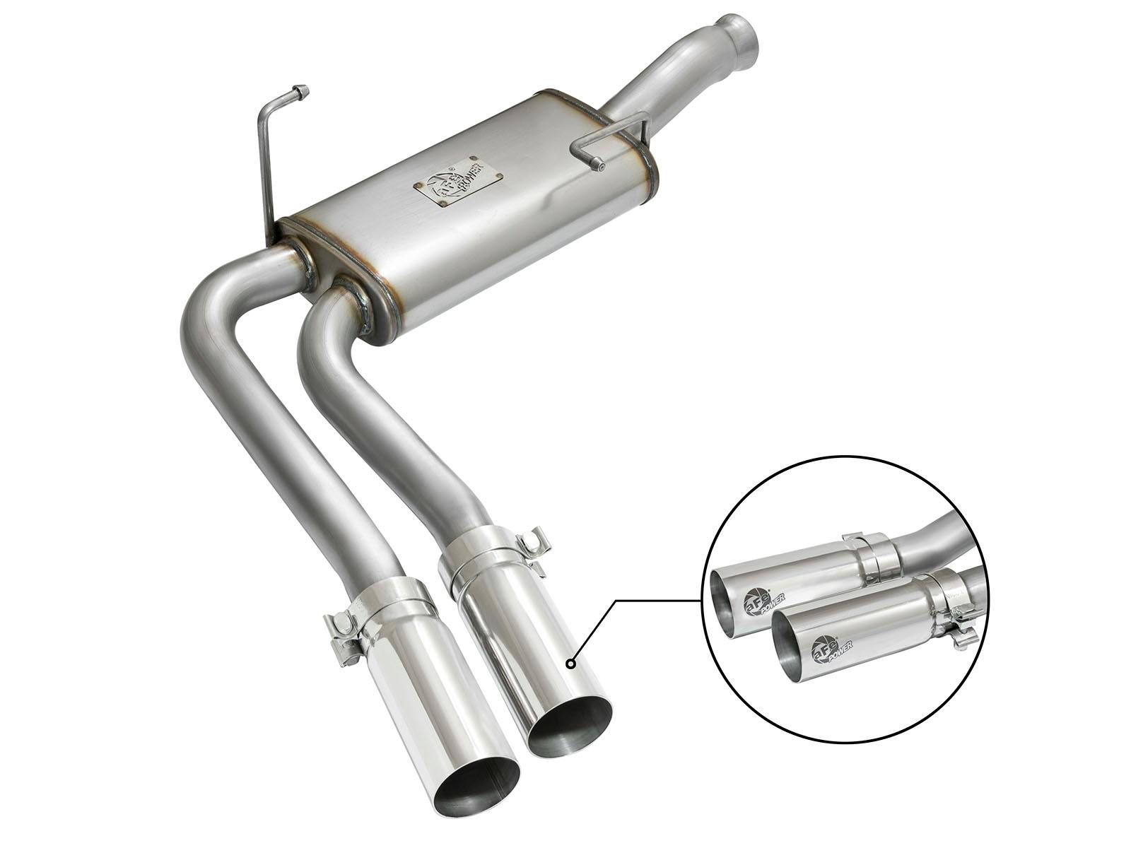 AFE 49-44070-P Rebel Series 3 IN to 2-1/2 IN 409 Stainless Steel Cat-Back Exhaust w/ Polish T