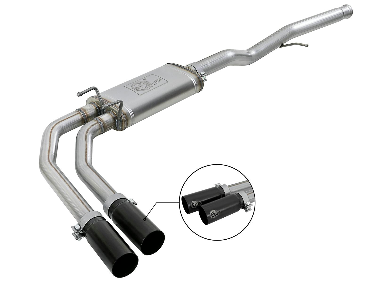 AFE 49-44098-B Rebel Series 3 IN to 2-1/2 IN 409 Stainless Steel Cat-Back Exhaust w/ Black Ti