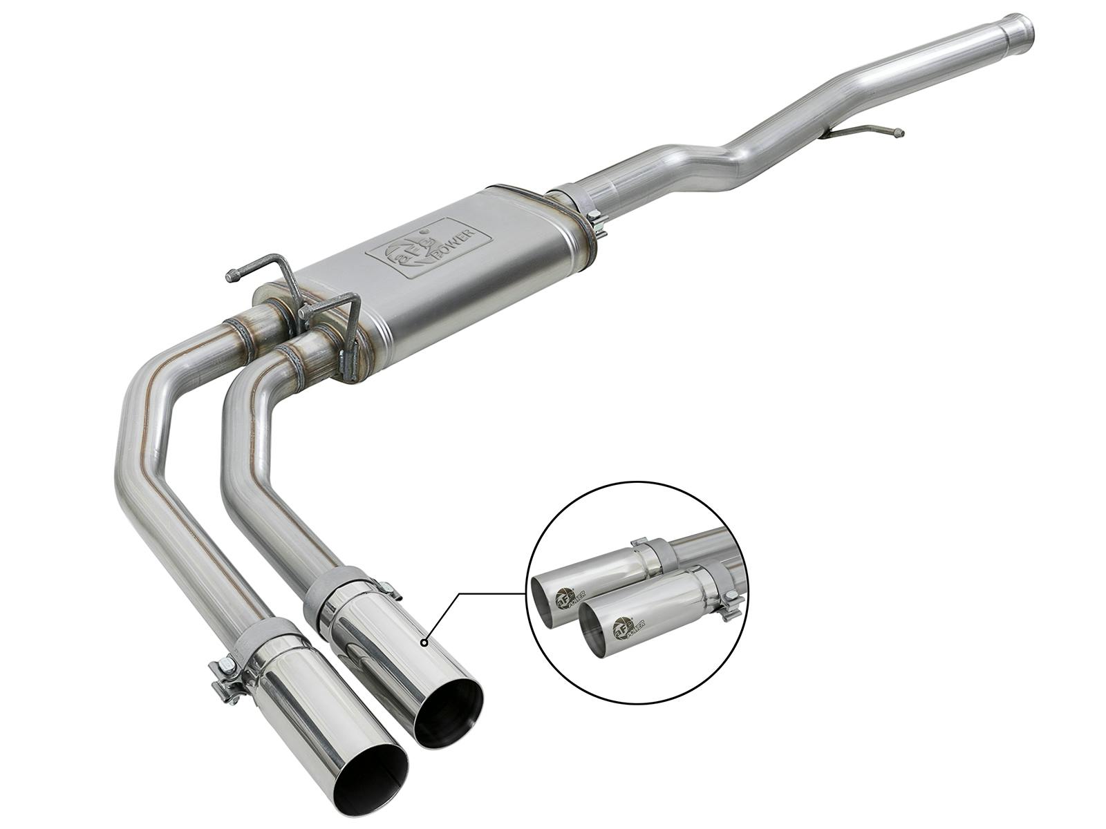 AFE 49-44098-P Rebel Series 3 IN to 2-1/2 IN 409 Stainless Steel Cat-Back Exhaust w/ Polish T