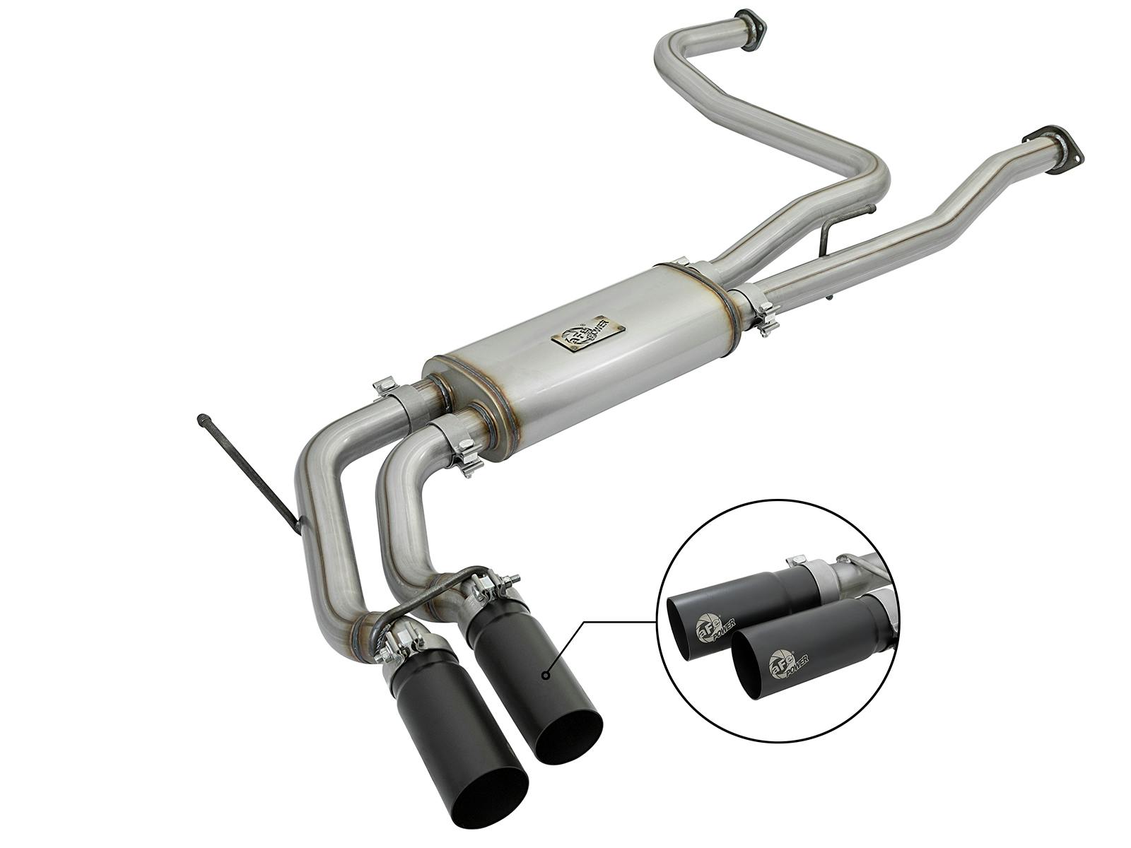 AFE 49-46124-B Rebel Series 3 IN 409 Stainless Steel Cat-Back Exhaust System w/Black Tips