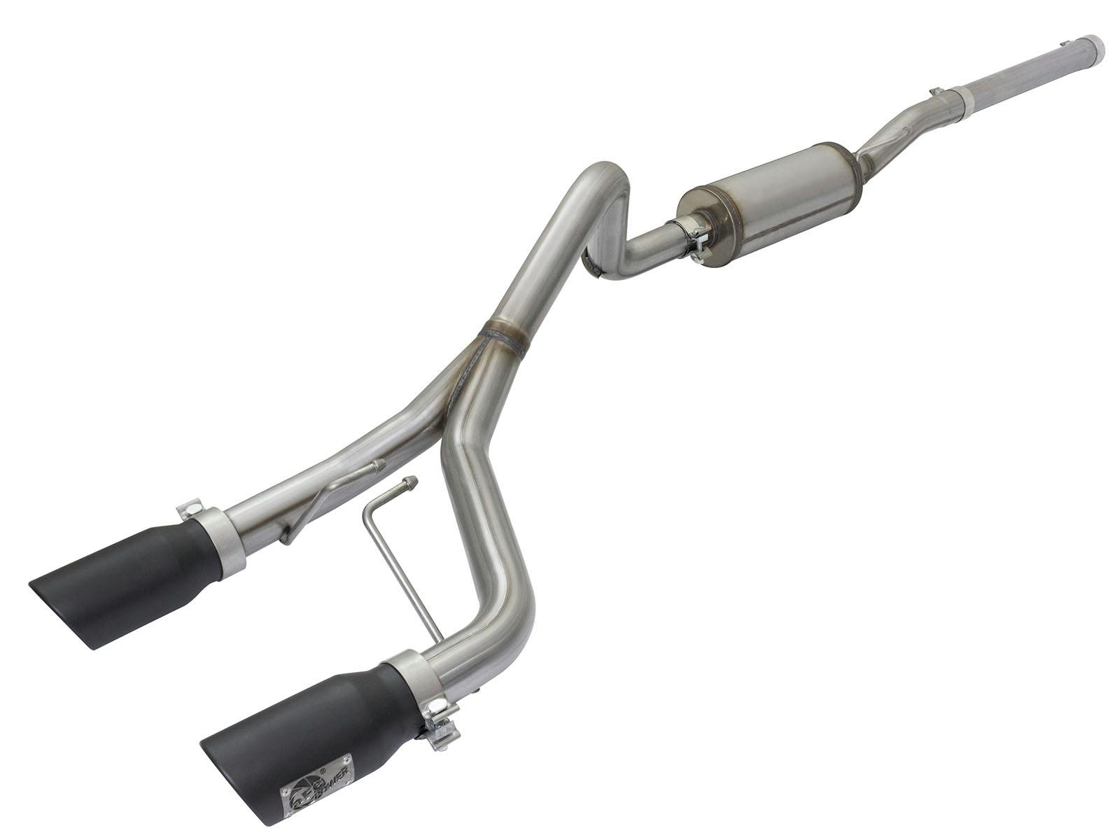 AFE 49-48056-B Rebel Series 2-1/2 IN 409 Stainless Steel Cat-Back Exhaust System w/Black Tip