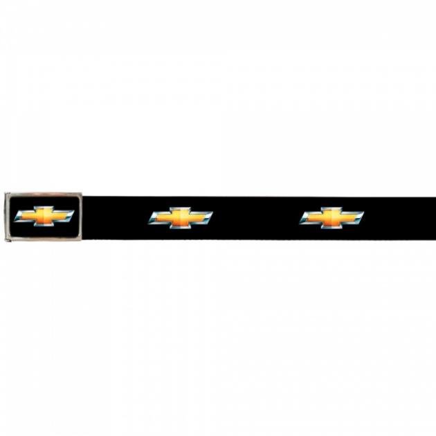 Web Belts, Up to 46'' Waist, Chevy Gold Bowtie Logo, Logo On Belt, With Bottle Opener