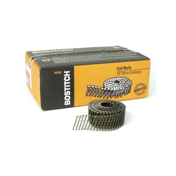 BOSTITCH .099 in 15° Coil Siding Nails 2 in Steel - Chisel Point