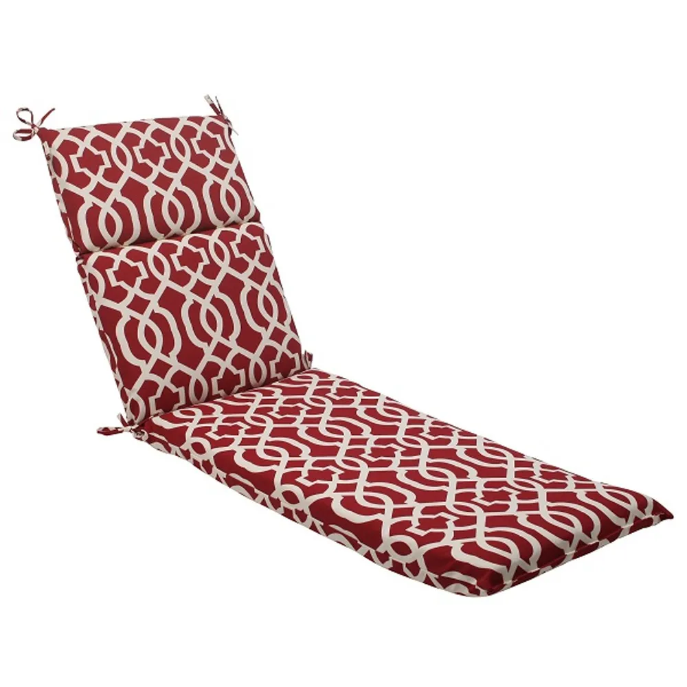 Moroccan Mosaic Outdoor Patio Chaise Lounge Cushion – 72.5″ – Red and White