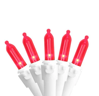 50 Red LED Mini Christmas Lights – 16.25 ft White Wire