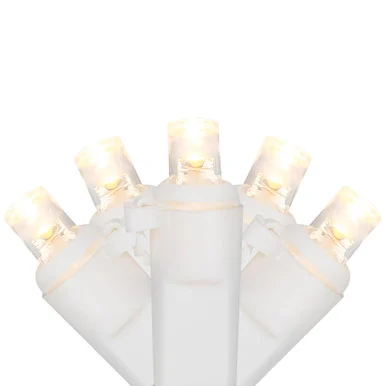 50ct Warm White LED Wide Angle Christmas Lights, 16.25ft White Wire