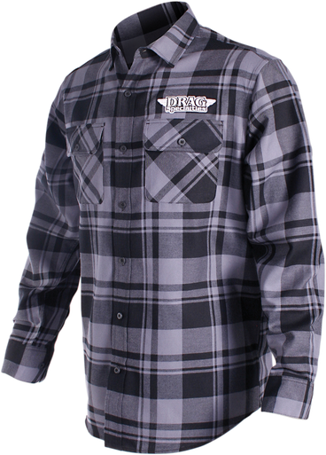 THROTTLE THREADS Drag Specialties Long-Sleeve Flannel Shirt - Gray/Black - Large DRG27S68GYLR