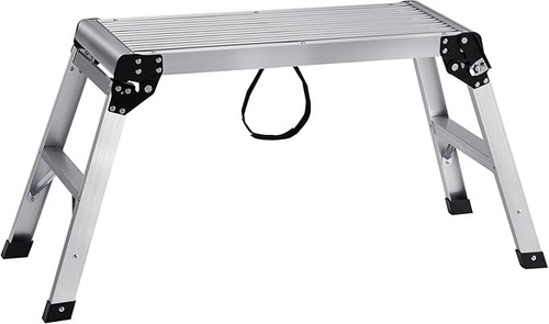 Folding Work Platform, 30x12x20 Inch Aluminum Drywall Stool Ladder, 330 lbs Load Capacity Heavy Duty Work Bench w/Non-Slip Feet, Ideal for Washing Vehicles, Cleaning, Painting, Decorating