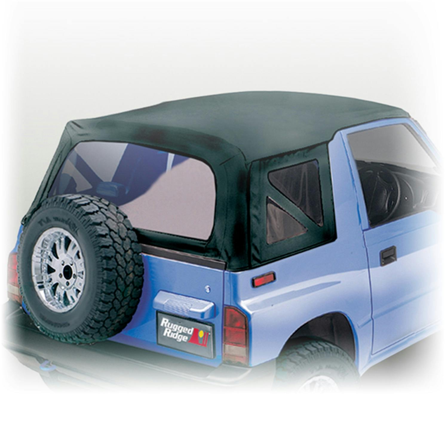 Rugged Ridge 53702.15 Soft Top, Black Denim, Clear Windows