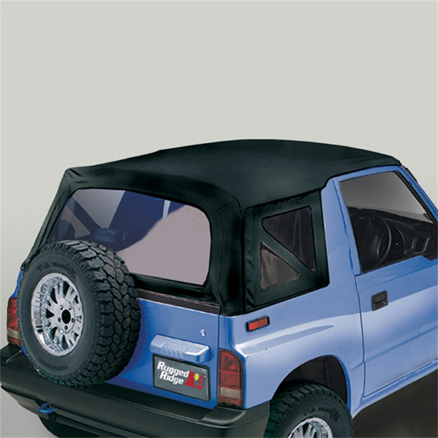 Rugged Ridge 53703.15 Soft Top, Black Denim, Clear Windows