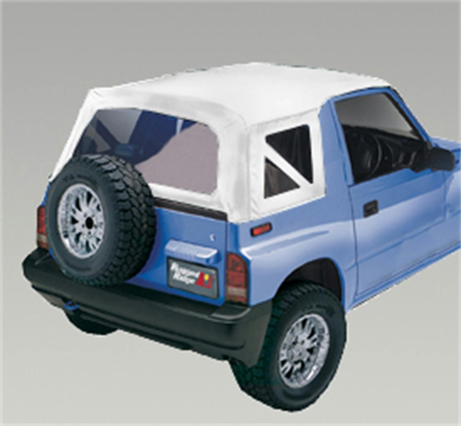 Rugged Ridge 53723.52 XHD Soft Top; White Denim; Clear Windows; 95-98 Suzuki Sidekicks