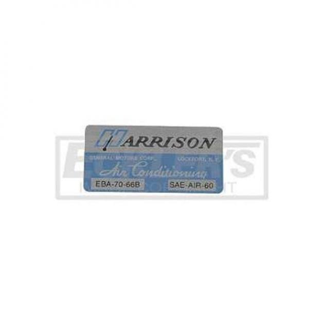 Nova or Chevy II Air Conditioning Evaporator Box Decal, Harrison, 1966