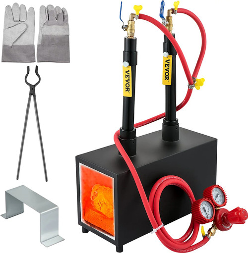 Farrier Furnace with Dual Burners Large Capacity Portable Metal Propane Knife Forge, 2, Black