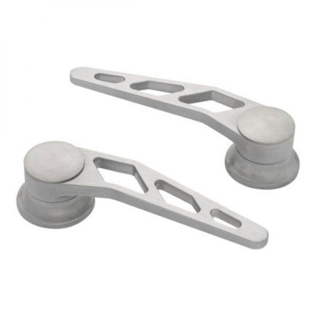 Door Handles, Interior, Windowed Billet Aluminum, Pair, Brushed, Lokar, GM 1955-1957