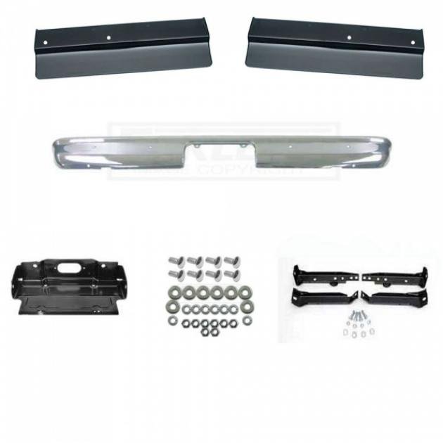 Chevy or GMC Truck Rear Bumper Kit, Chrome, Show Quality, Fleetside, 4WD, 1967-1972