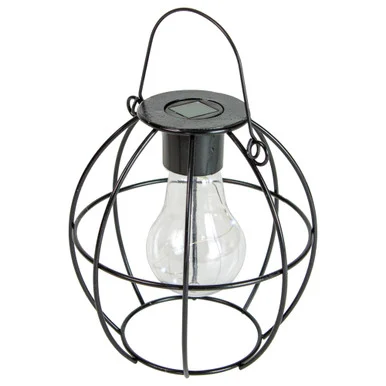 6″ Black Geometric Hanging Solar Lantern – Vintage meets Modern Outdoor Decor