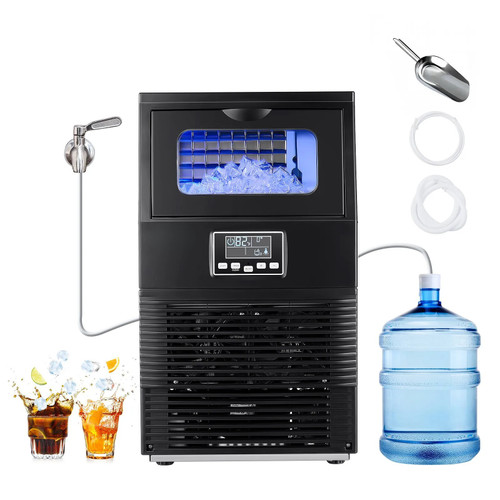 90 lbs/24H Commercial Ice Maker, 12 lbs Storage, 32 Cubes per Cycle, Stainless Steel Freestanding & Countertop, LED Display & Self-Cleaning