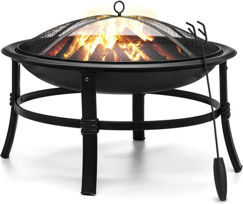26 Inch Fire Pit for Outside Outdoor Wood Burning Firepit Bowl Heavy Duty Bonfire Pit