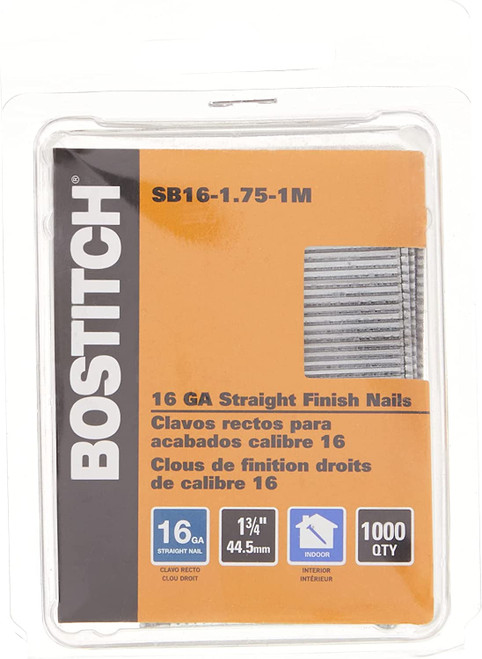 BOSTITCH 1,000-QTY. 1-3/4" 16-GAUGE STRAIGHT FINISH NAILS(10 Pcs)