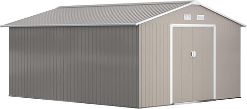 11' X 13' Outdoor Storage Shed, Garden Tool House with Foundation Kit, 4 Vents and 2 Sliding Doors for Backyard, Patio, Garage