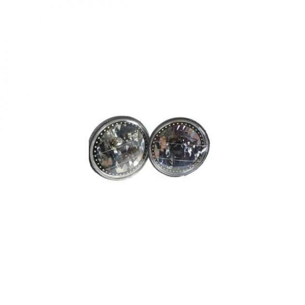 El Camino Headlight, 7 Inch Round Blackout With Single Color White LED Halo, 1971-1975