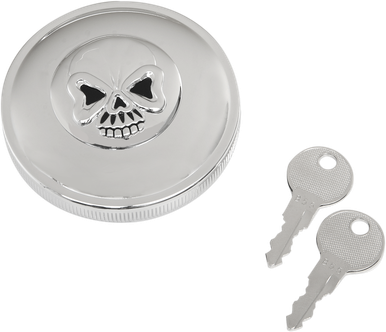DRAG SPECIALTIES Non-Vented Skull Locking Gas Cap - Chrome 03-0320AS-B