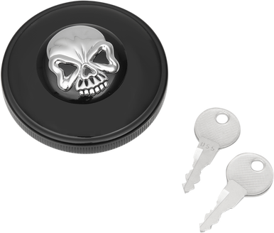 DRAG SPECIALTIES Non-Vented Skull Locking Gas Cap - Black 03-0320ABS-B