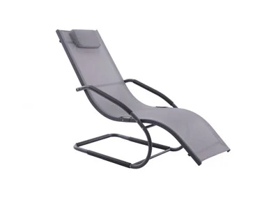 66″ Gray Modern Aluminum Outdoor Lounge Chair with a Pillow