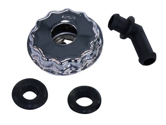 Oil Filler and Breather Cap, Twist On Style, Chrome