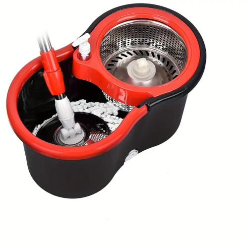 [3 Microfiber Mop Replacement Heads] Mop Bucket Set, Spin Mop And Bucket And Wringer Set, Bathroom Mop Bucket, 360° Spin Mop Bucket System With 3 Microfiber Mop Replacement Heads And 61in Stainless Steel Adjustable HandleRegular Black 2 Color