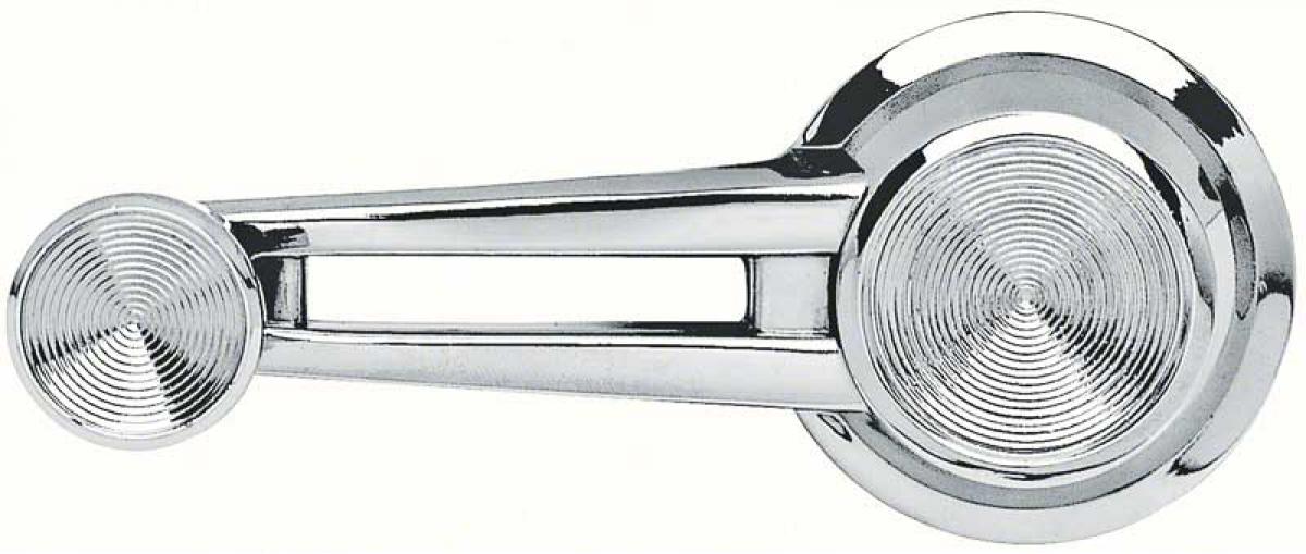 1959-66 Buick, Chevy, Oldsmobile, Window Crank Handle, Chrome Knob, Double Arm, with Clip, Various Models, Each