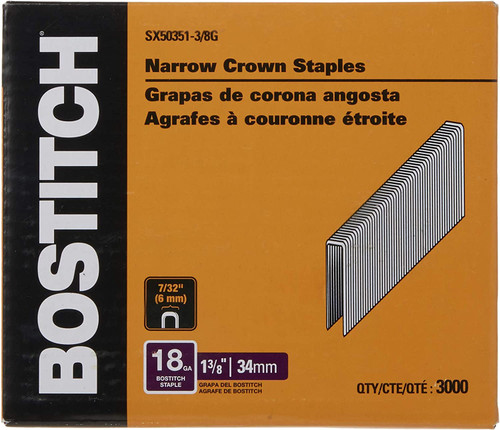 BOSTITCH Crown Staples, 1-3/8-Inch x 7/32-Inch, 18GA (10 Pcs)