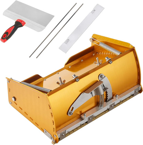 Drywall Flat Box, 10-Inch Wide Quick Clean, Aluminum Finishing Mud Box for Plasterboard, Wallboard, Sheetrock, Bonus Mudguard, Extra 2 Stainless Steel Blades (10/12-Inch)