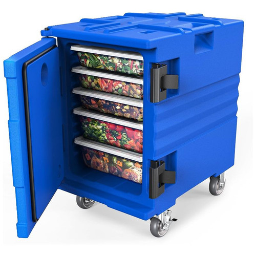 Hot Box Food Warmer, Insulated Food Pan Carrier w/Lockable Wheels Double Buckles and Handles, Stackable Hot Boxes for Catering Restaurant Canteen Family Party Blue 82QT