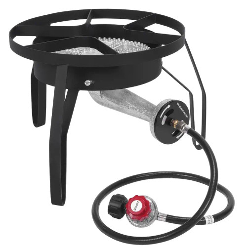 1 Burner short round Propane Gas Stove For Outdoor Cooking, 225, 000 BTU Camping Cooker With Removable Legs & Adjustable PSI Regulator For Backyard Cooking BBQ Baking Frying