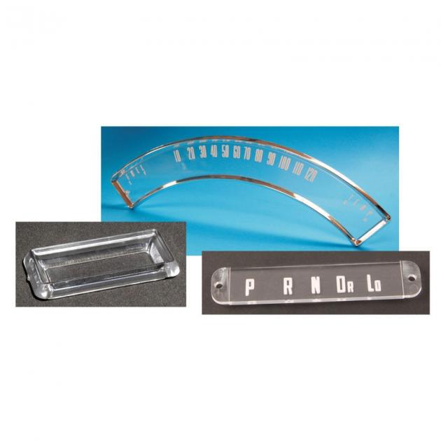 Dennis Carpenter Instrument Dial Set - Speedometer, Odometer Bezel, Shift Indicator - 1957 Ford Car B7A-10887-SET
