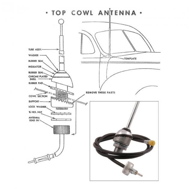 Dennis Carpenter Radio Antenna Assembly - 1949-51 Ford Car 8A-18813