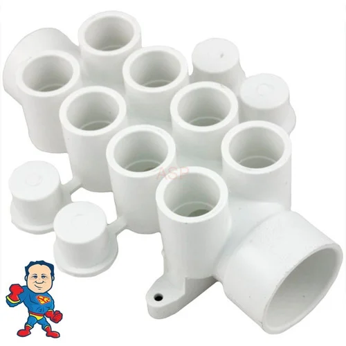 8-Port Flow-Through Manifold – 3/4″ Slip Ports, 1-1/2″ Slip x 1-1/2″ Spigot Connection