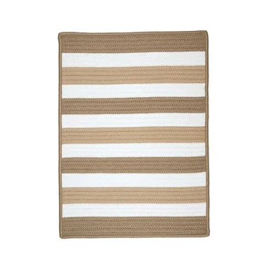 8′ x 8′ Brown and White Handmade Square Striped Area Throw Rug