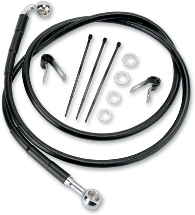 DRAG SPECIALTIES Brake Line - Front - Black - +4" 640115-4BLK