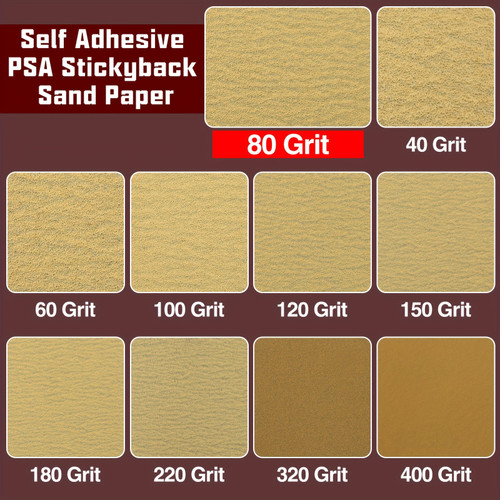 1 Roll 80 Grits Self-Adhesive Sandpaper, 2-3/4" x 10 Yard, PSA Sticky back Sand Paper Sheets for Automotive & Woodworking, Compatible with Sanding Blocks, Fabric Material