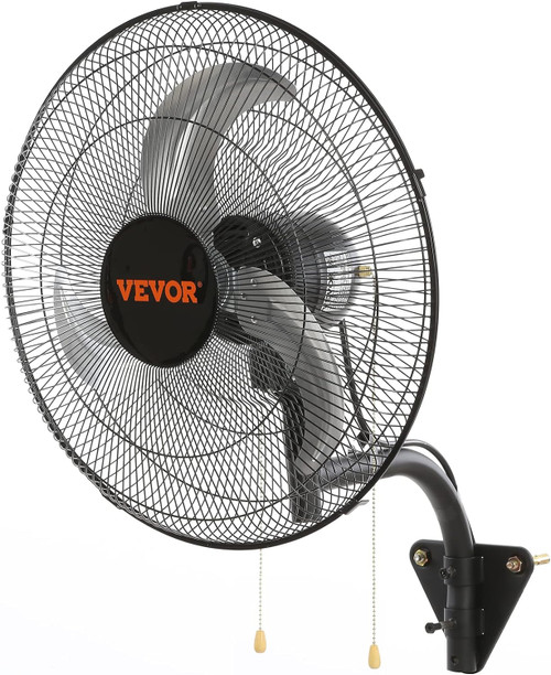 Wall-Mount Misting Fan, 30 Inch, 3-speed High Velocity Max. 9500 CFM, Waterproof Oscillating Industrial Wall Fan, Commercial or Residential for Warehouse, Greenhouse, Workshop, Black, ETL Listed