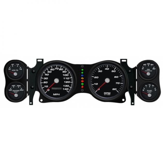 Gen ll Camaro - New Vintage USA Performance ll Series, 6 Gauge Package, Black Dial, 140 MPH 1970-1978