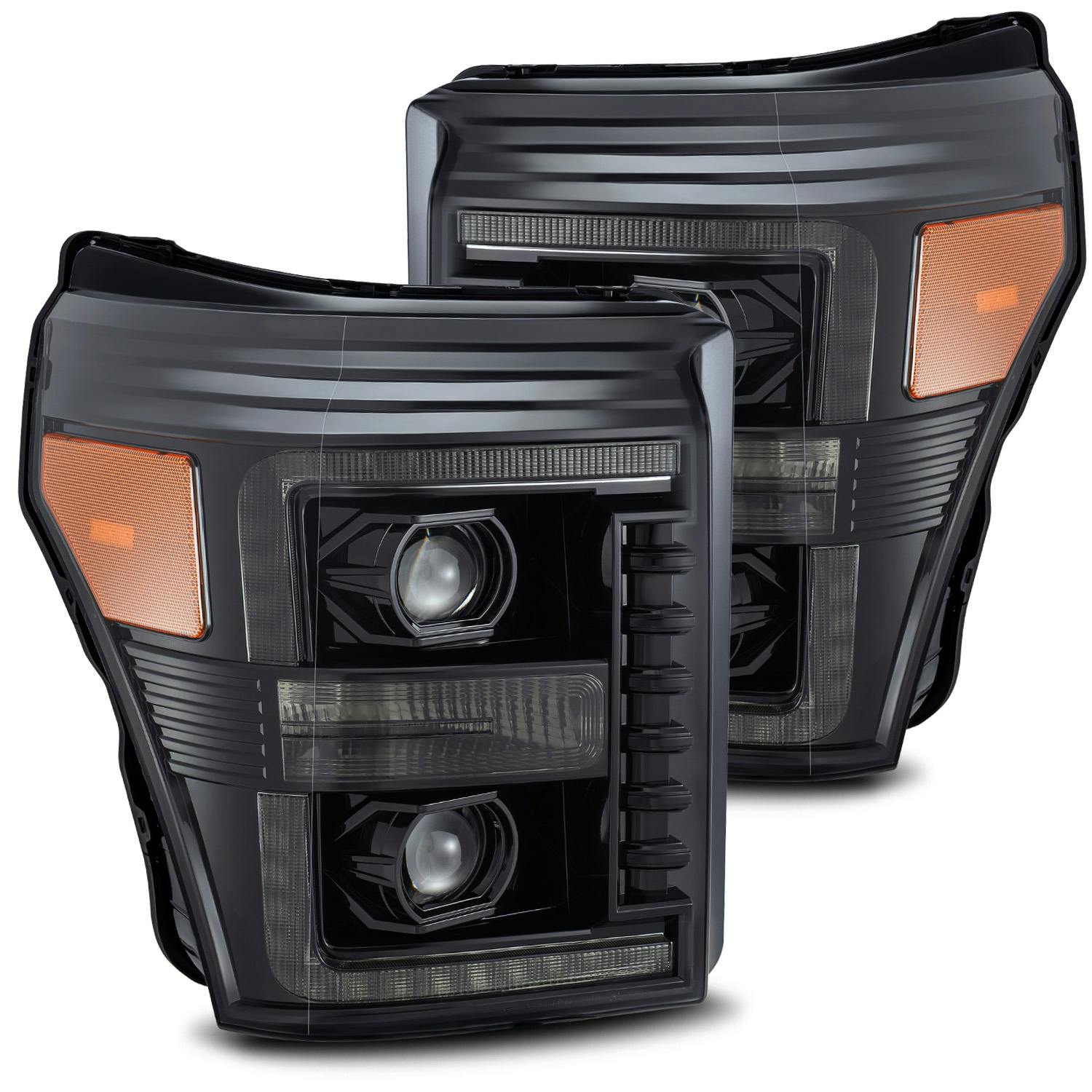 AlphaRex 880143 LED Projector Headlights Plank Style Design Midnight Black