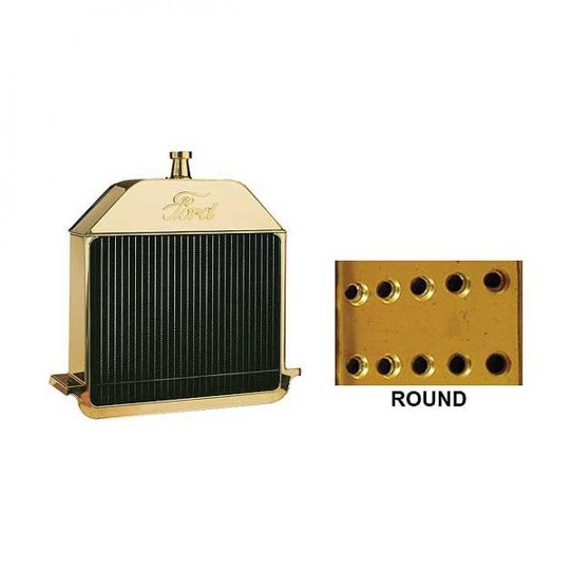 Model T Ford Radiator - Brass - Ford Script - Round Tube Type