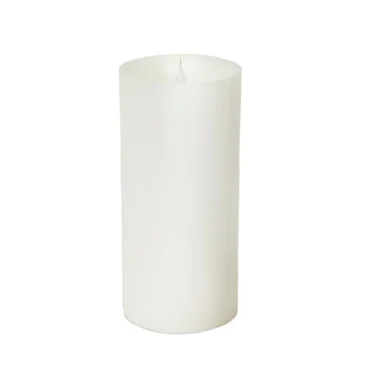 9″ Battery Operated Solid White Flameless LED Pillar Candle with Moving Flame
