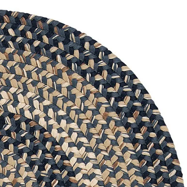 9′ x 11′ Navy Blue All Purpose Handmade Reversible Oval Mudroom Area Throw Rug