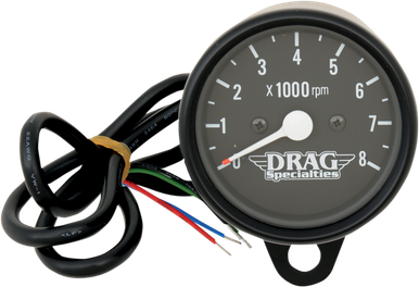 DRAG SPECIALTIES 2.4" Mini Electronic 8000 RPM Tachometer - Black Housing - Black Face 21-6910BNUDS1
