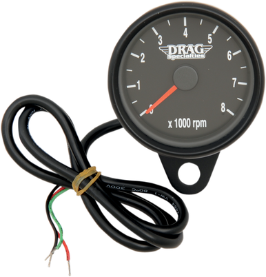 DRAG SPECIALTIES 2.4" Mini Electronic Tachometer - Black - Backlit LED Black Face 21-6894BDS